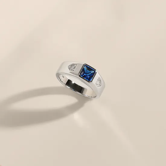 Floward Royal Azure Silver Men's Ring | Size 8