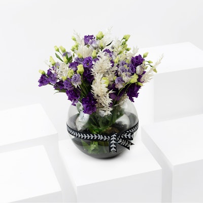 Purple Eustoma | Glass Vase