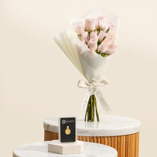 BTC Ayat Al Kursi Gold Pendant | Beauty Roses Bouquet