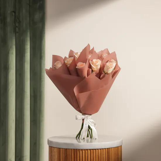 Soft Peach Roses Favors Bouquet