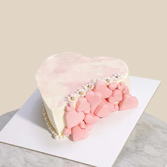 Floward Personalized Pinkish and Pearl Heart Cake
