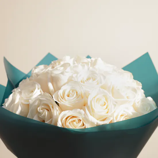 Pure White Roses Bouquet | 35 Flowers