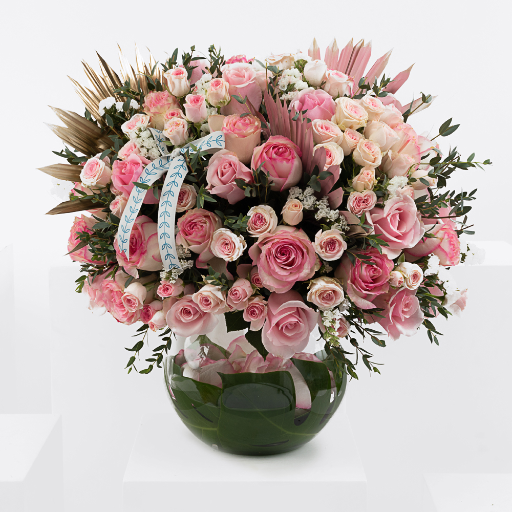 حلوى ورديه | مزهريه زجاج