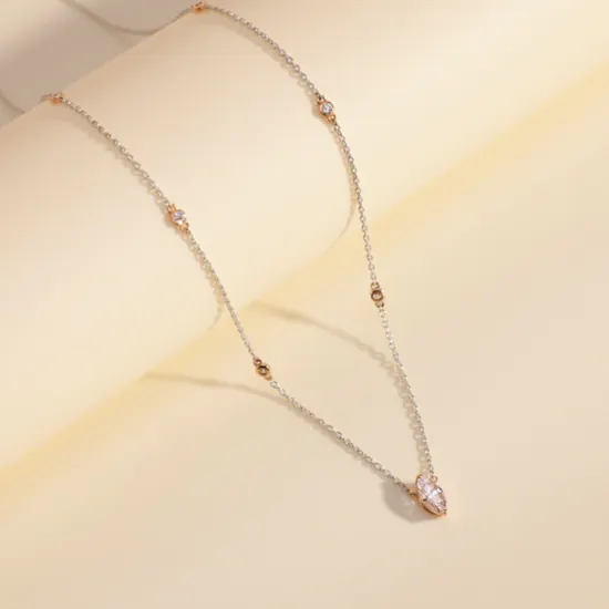 Lapis Pink Diamond Stone Gold Necklace