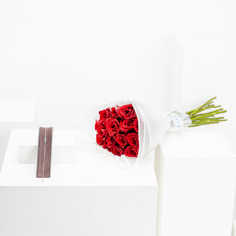 Felizmoda Blue Stones Silver Bracelet | Love's Passion Bouquet