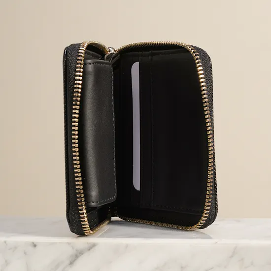 Guess Black Laurel II Slg Zip Around Card Case Women's Wallet