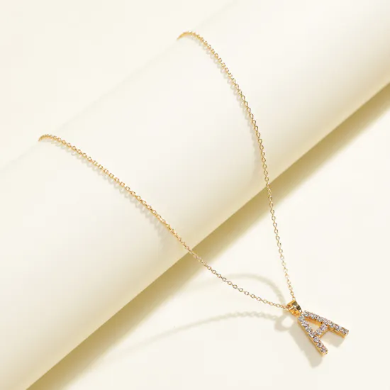 Caroline Svedbom Mini A Letter Crystal Necklace