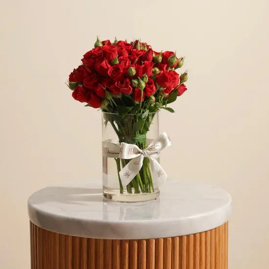 Charming Red Baby Roses Vase | 18 Flowers