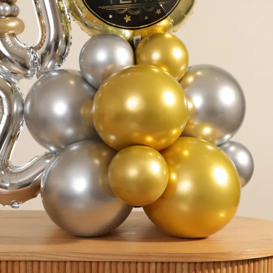 Balloonizer Happy New Year Gold and Silver Balloon Set