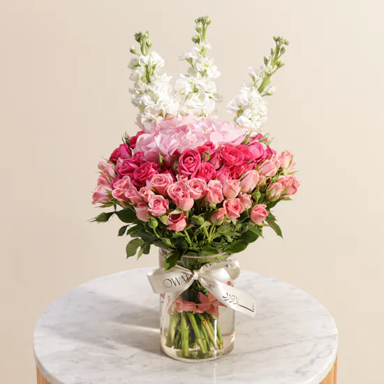 Charming Happy Birthday Flowers Vase