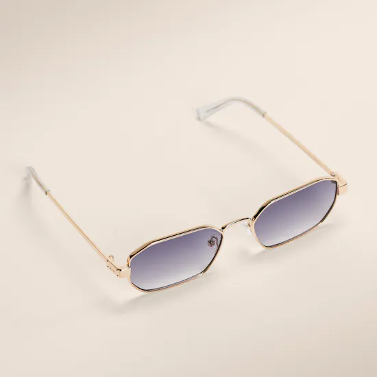 Le Specs Mythic Square Gold Dusty Blue Tint Unisex Sunglasses