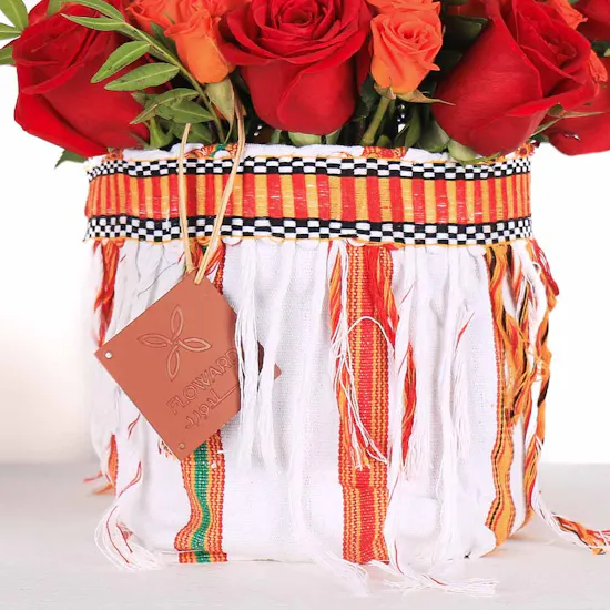 Red & Orange Flowers | Fabric Vase