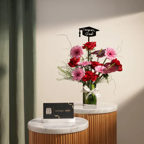 Ozée Spa Hot Stone Massage Women's Gift Voucher | Congrats Grad Flower Vase