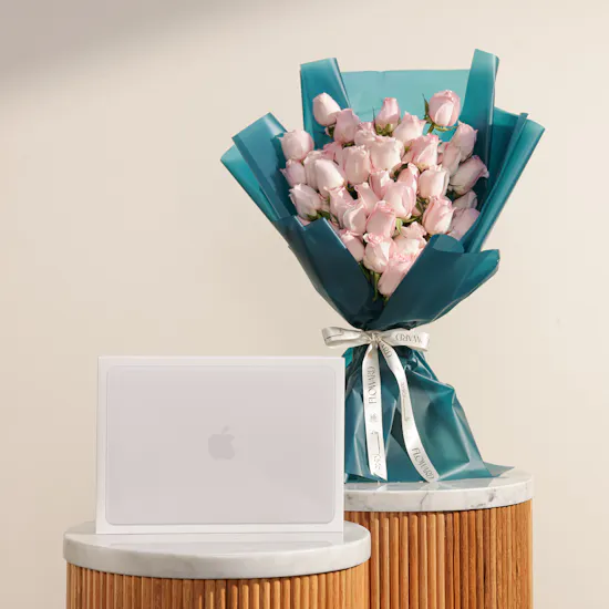 Apple Silver MacBook Neo Laptop | Opulent Flower Bouquet
