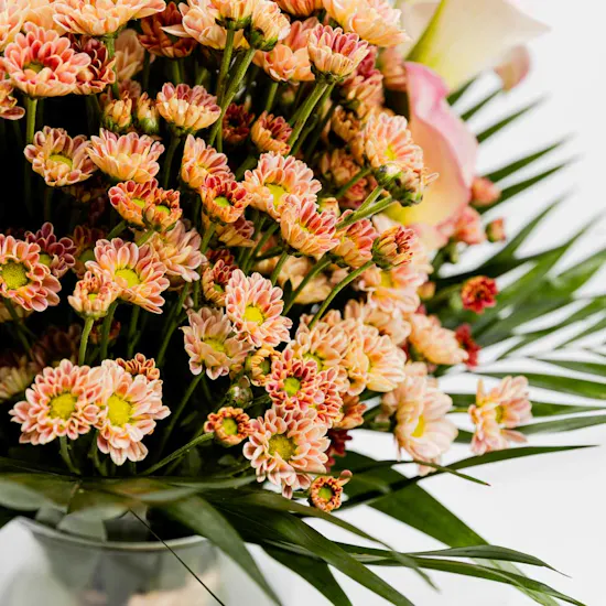 Calla & Chrysanthemums | Cylinder Vase