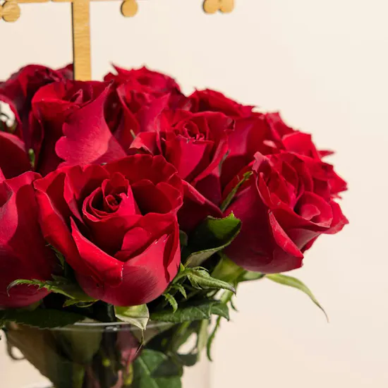 Happy Birthday Red Roses Vase