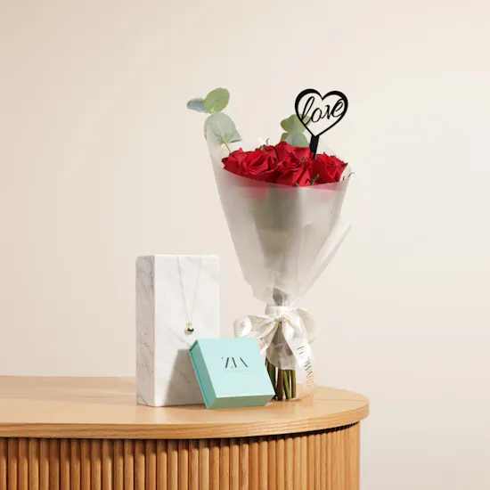 Zia Heart Charm Necklace | Eternal Love Bouquet