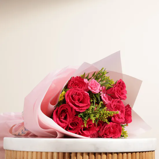 Crumbles Love you Cake | Bright Flowers Bouquet