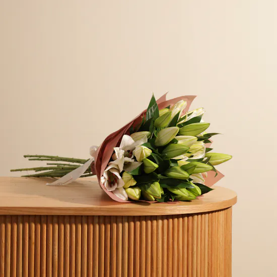 Timeless White Lilies Bouquet | 12 Flowers