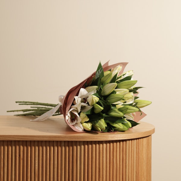 Timeless White Lilies Bouquet | 12 Flowers