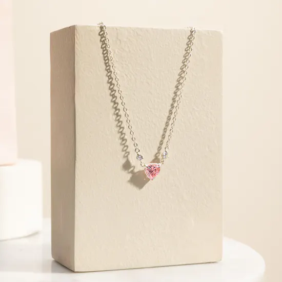 Hrh Pink Heart Gold Plated Necklace
