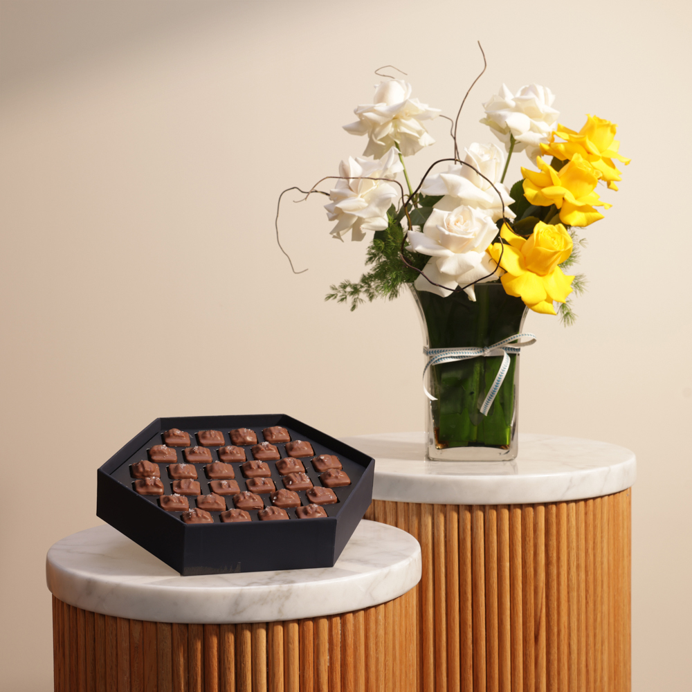 علبة شوكولاتة لذيذة من هنوفيرين | مزهرية مشرقة
