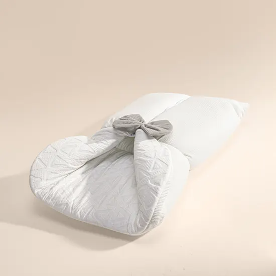 White & Grey White Bamboo Baby Sleeping Bag with Grey Bow