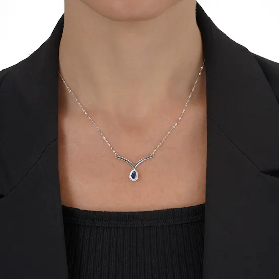 Floward Raindrop Sapphire Stone Necklace