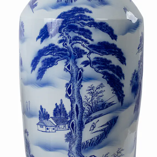 White & Blue Landscape Design Urn 140 CM
