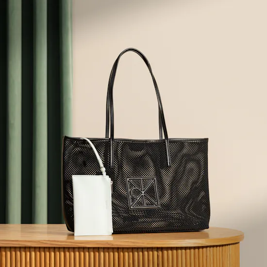 Calvin Klein Black Emblem Mesh Women's Tote Bag