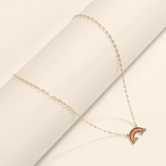 Miss L' Kids Gold Rainbow Enamel Coated Necklace