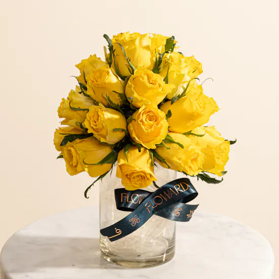 Serene Yellow Roses Vase
