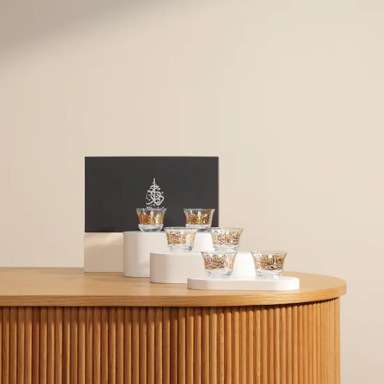 Dimlaj Glass Cawa Cup Set Kareem Gold/6pcs