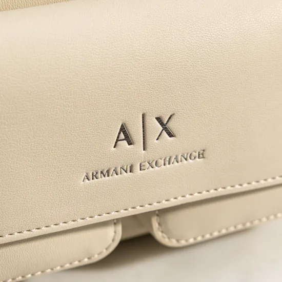 Armani Exchange Large Beige Multi Pocket Shoulder Bag