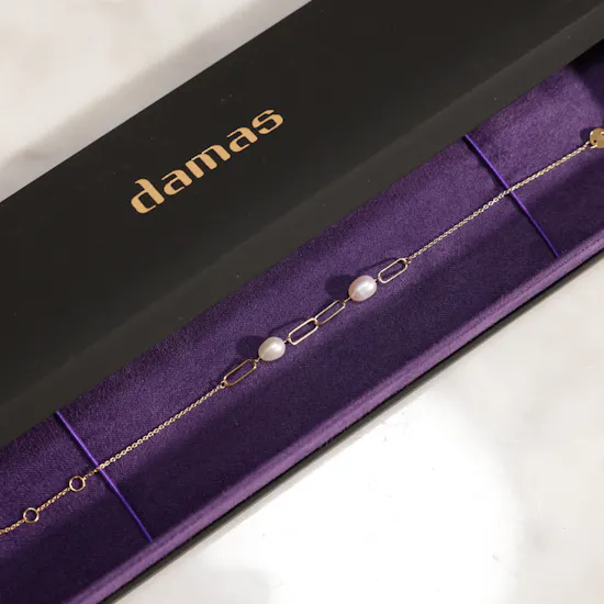 Damas Kiku Minimal Yellow Gold Freshwater Pearl Women's Necklace