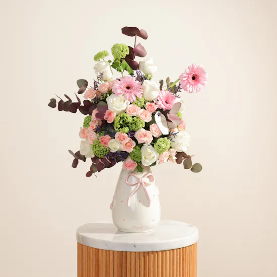 Keramos Studio Welcome Baby Girl Flowers Vase