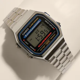 Casio Silver-Tone Vintage Retro Mirror Unisex Digital Watch
