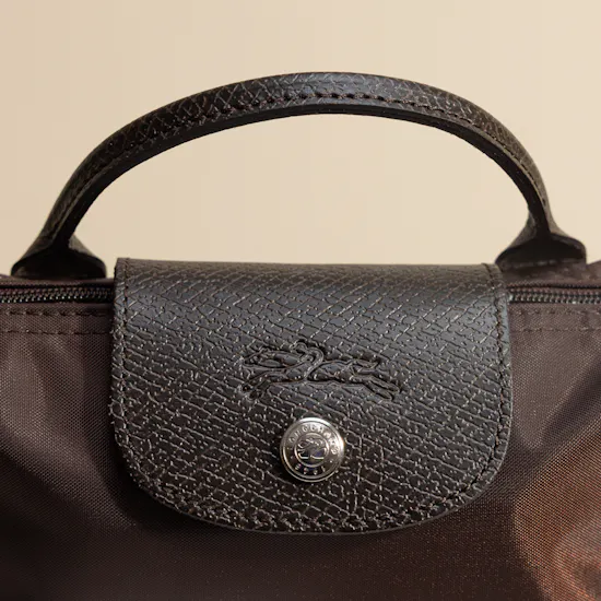 LongChamp Mocha Pochette with Handle Le Pliage Tote Bag