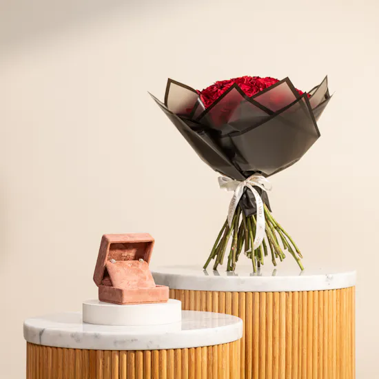 Siran by Iram Diamond Floral Shape Earrings | Stunning Red Roses Bouquet