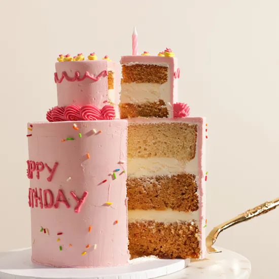 NQ's Bakery Personalized Photo Pink Birthday Cake