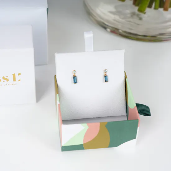 Miss L Gold & Colored Stones Earrings | Red Bouquet