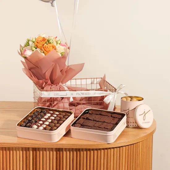 J's Bakery Classic Gift Basket | Flowers Bouquet