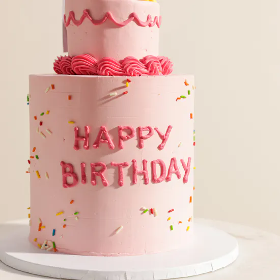 NQ's Bakery Personalized Photo Pink Birthday Cake