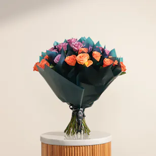 Orange and Purple Roses Favors 