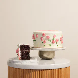 Helen's Bakery Happy Engagement Pink Roses Cake