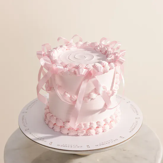 December Cake Pink Ribbon Cake