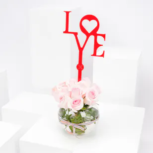 Light Pink Roses | Glass Vase 