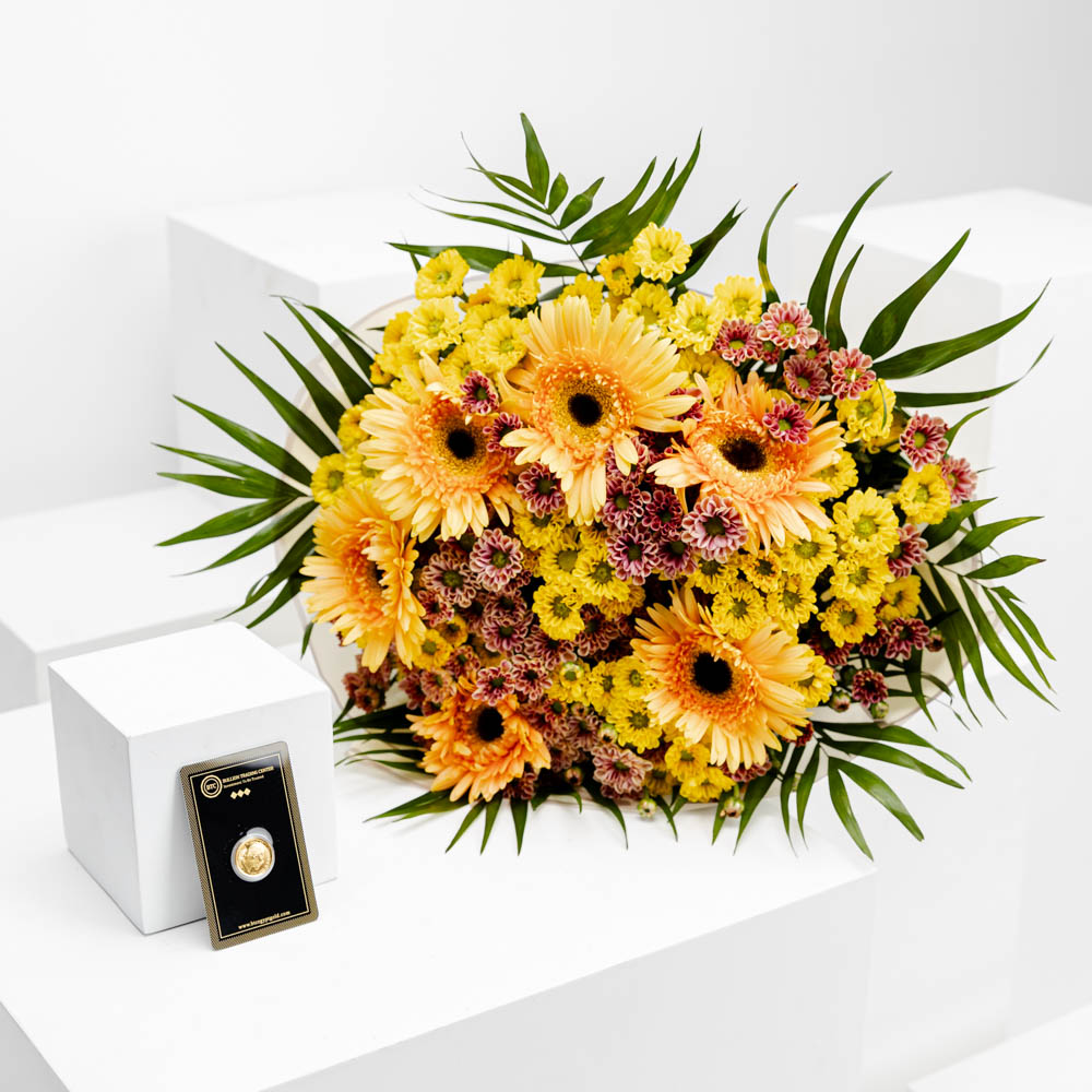 عملة ذهبية من بي تي سي | زهور ضوء الشمس