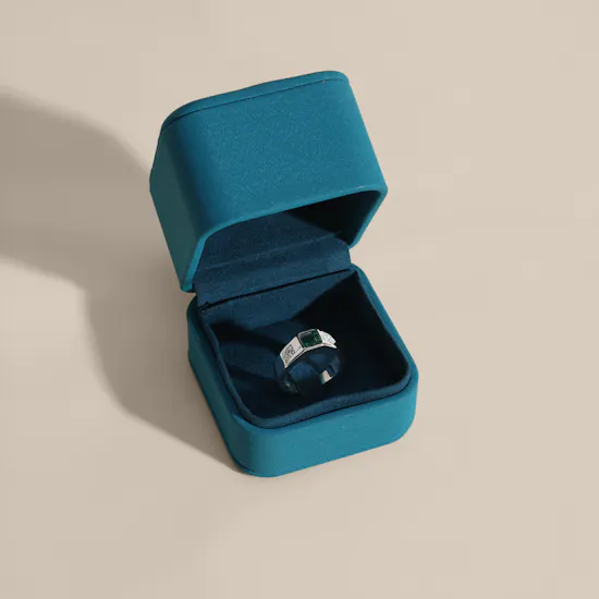 Floward Emerald Star Silver Men's Ring | Size 7