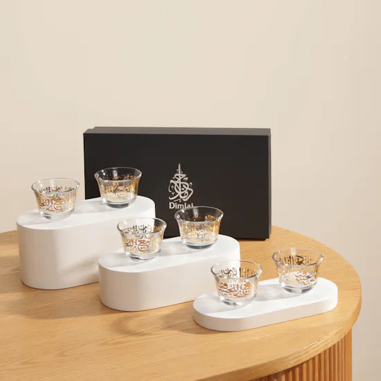 Dimlaj Glass Cawa Cup Set Kareem Gold/6pcs